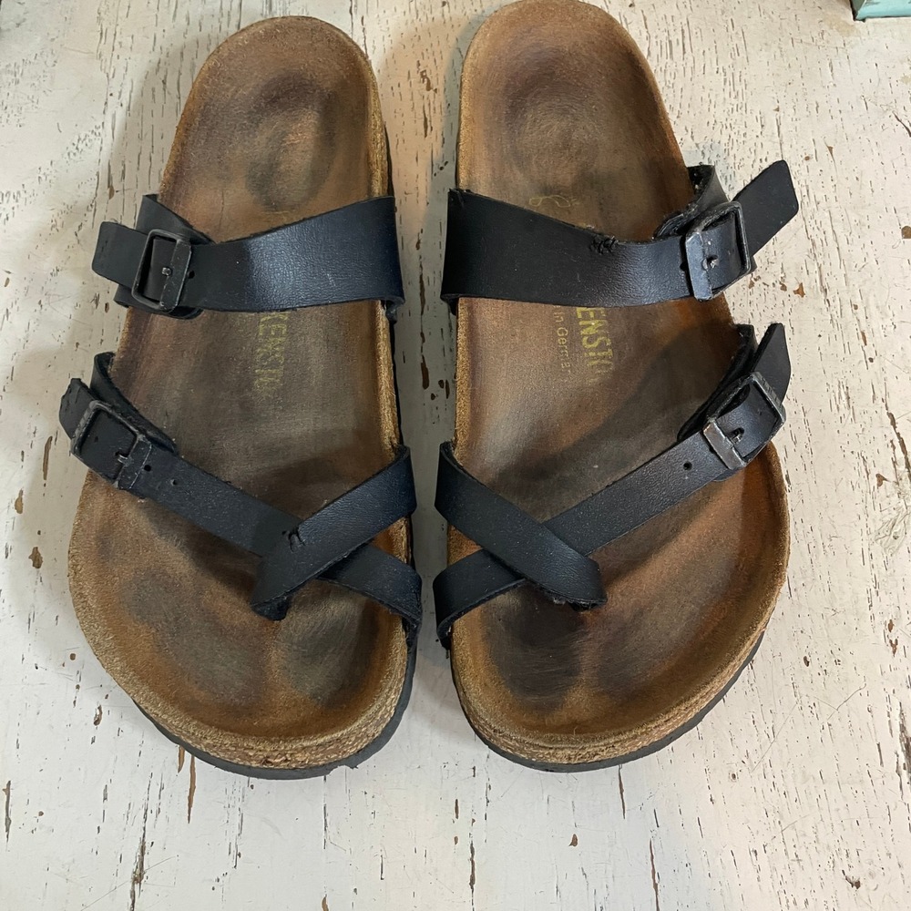 Birkenstock Mayari Black Birko-Flor Toe Loop Sandals Women EU 37 US 6-6.5 READ